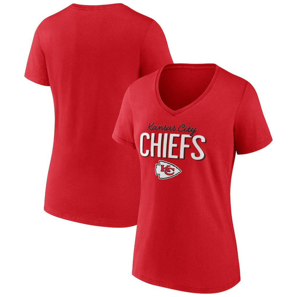 Kansas City Chiefs Women's Nostalgia V-Neck T-Shirt - Red outlet