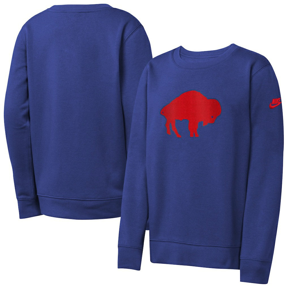 Buffalo Bills Youth Rewind Essential Pullover Crewneck Sweatshirt - Royal | Nike online