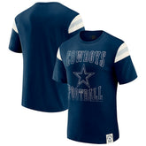 Dallas Cowboys Darius Rucker Collection Distressed Throwback Shoulder Stripe T-Shirt - Navy for sale