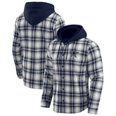 Dallas Cowboys Darius Rucker Collection Plaid Flannel Quilted Full-Snap Hooded Shacket - Navy sale