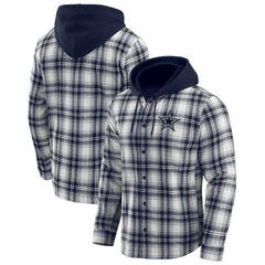 Dallas Cowboys Darius Rucker Collection Plaid Flannel Quilted Full-Snap Hooded Shacket - Navy sale