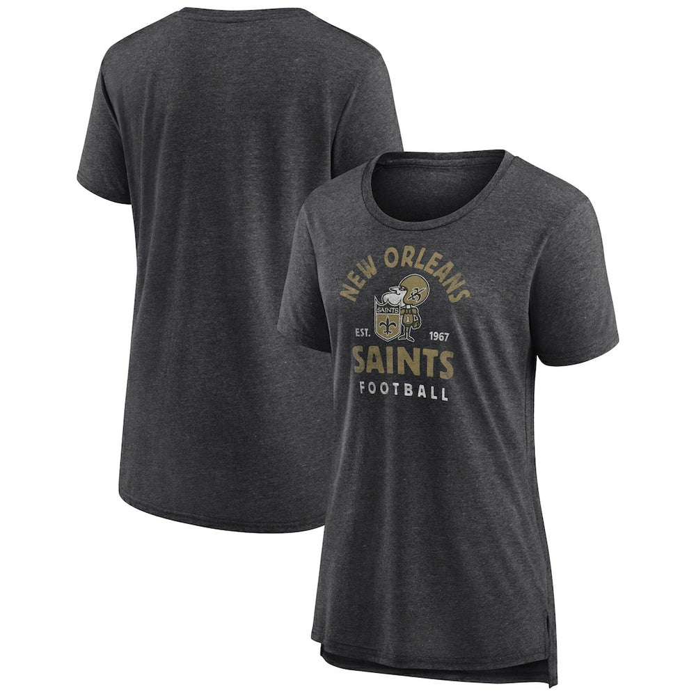 New Orleans Saints Women's Vintage Arch Tri-Blend T-Shirt - Charcoal sale