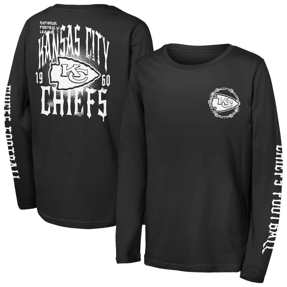 Kansas City Chiefs Outerstuff Youth Rumble Long Sleeve T-Shirt - Black sale