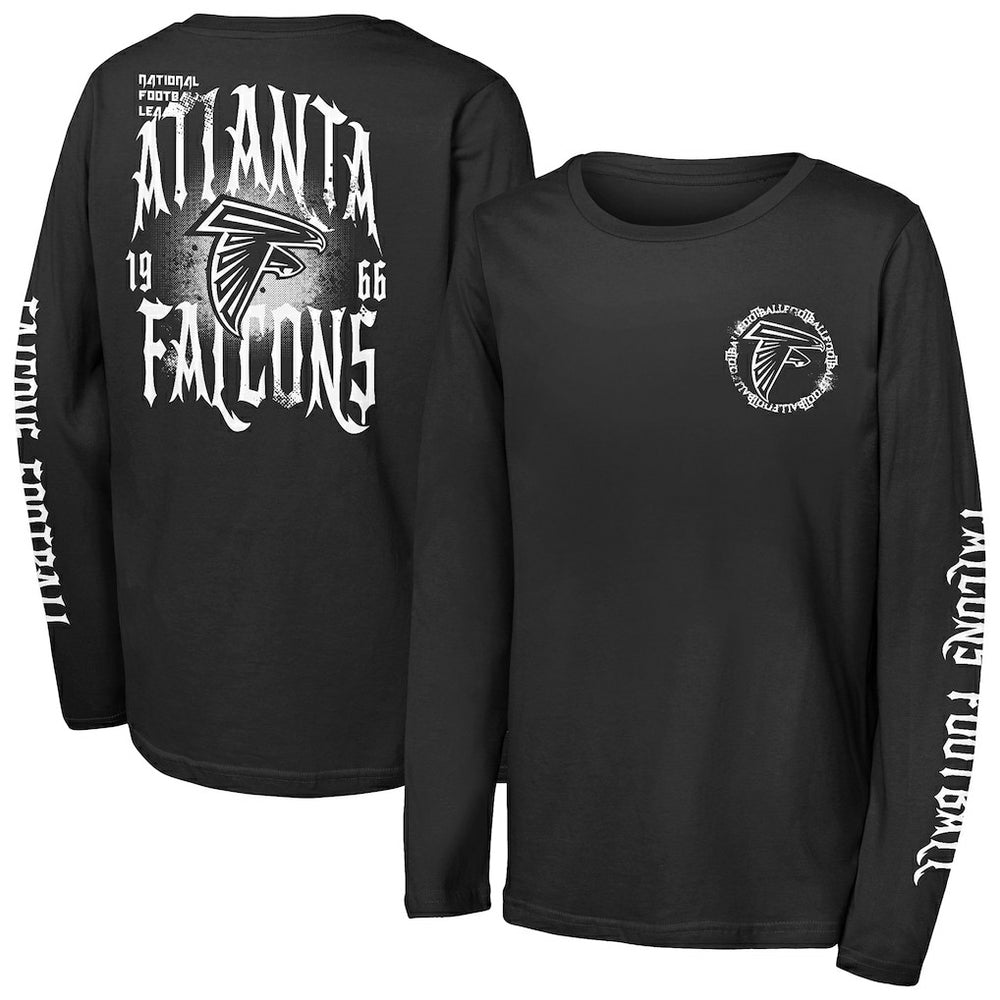 Atlanta Falcons Outerstuff Youth Rumble Long Sleeve T-Shirt - Black sale