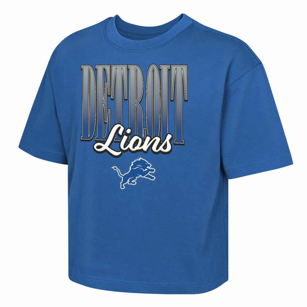 Detroit Lions Outerstuff Girls Youth Big City Boxy T-Shirt - Blue for sale