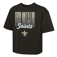 New Orleans Saints Outerstuff Girls Youth Big City Boxy T-Shirt - Black sale