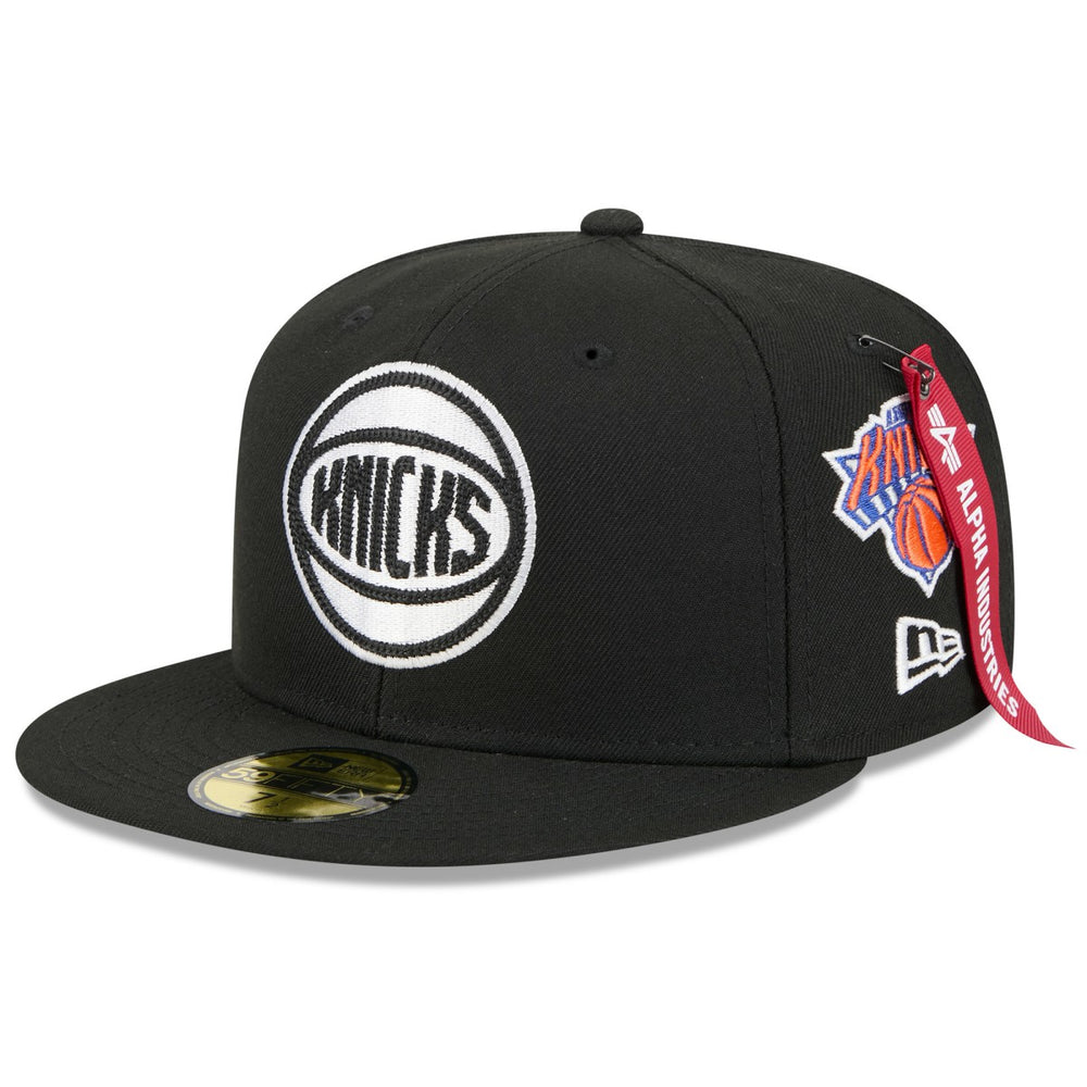 New York Knicks x Alpha Industries 59FIFTY Fitted Hat - Black | New Era on sale