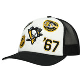 Pittsburgh Penguins Mitchell & Ness Gridlock Trucker Adjustable Hat White/Black