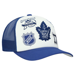 Toronto Maple Leafs Mitchell & Ness Gridlock Trucker Adjustable Hat White/Blue