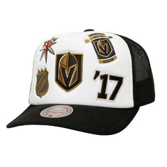 Vegas Golden Knights Mitchell & Ness Gridlock Trucker Adjustable Hat White/Black