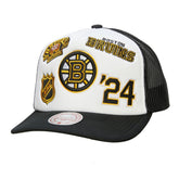 Boston Bruins Mitchell & Ness Gridlock Trucker Adjustable Hat White/Black