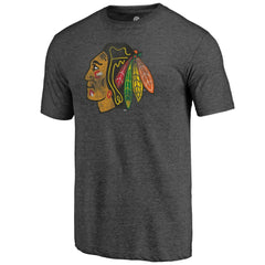 Chicago Blackhawks Distressed Tri-Blend T-Shirt Charcoal
