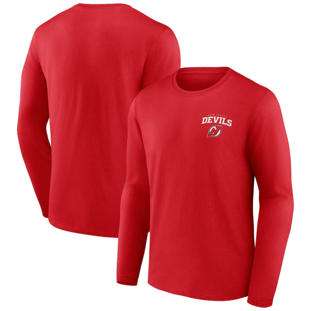 New Jersey Devils Team Lockup Long Sleeve T-Shirt Red