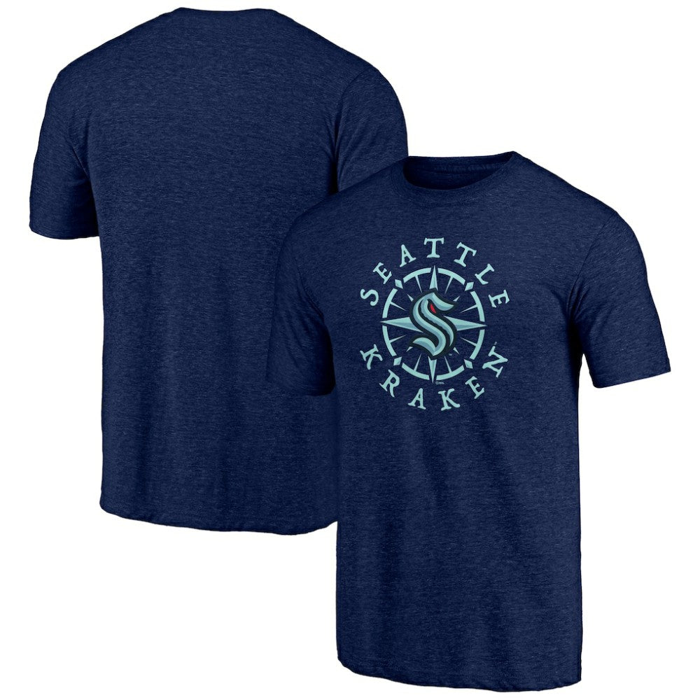 Seattle Kraken Shoot to Score Tri-Blend T-Shirt Deep Sea Blue