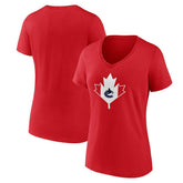 Vancouver Canucks Women's Canada Day V-Neck T-Shirt Red