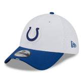 Indianapolis Colts New Era 2025 NFL Training Camp 39THIRTY Flex Hat - White/Royal on sale