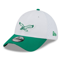 Philadelphia Eagles New Era 2025 NFL Training Camp Throwback Logo 39THIRTY Flex Hat - White/Kelly Green cheap