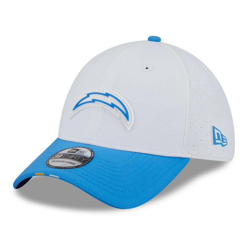 Los Angeles Chargers New Era 2025 NFL Training Camp 39THIRTY Flex Hat - White/Powder Blue discount