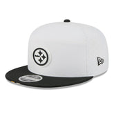 Pittsburgh Steelers New Era 2025 NFL Training Camp Split Panel 9FIFTY Snapback Hat - White/Black for sale