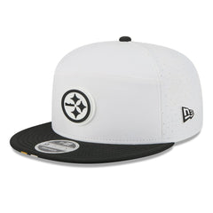 Pittsburgh Steelers New Era 2025 NFL Training Camp Split Panel 9FIFTY Snapback Hat - White/Black for sale