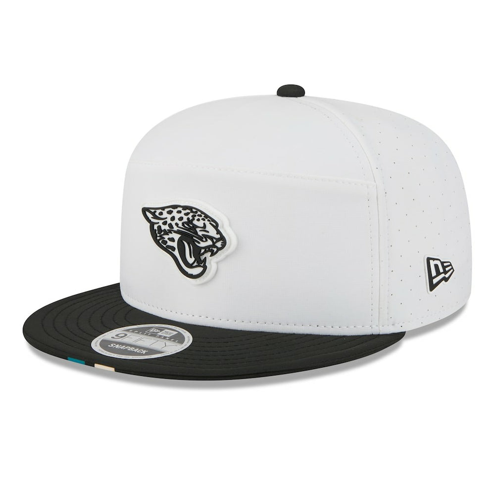 Jacksonville Jaguars New Era 2025 NFL Training Camp Split Panel 9FIFTY Snapback Hat - White/Black for sale