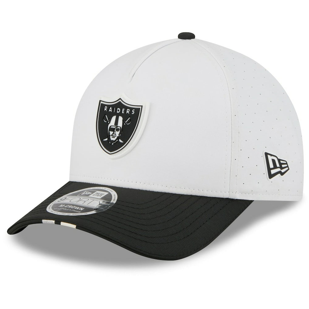 Las Vegas Raiders New Era 2025 NFL Training Camp A-Frame 9FORTY Adjustable Hat - White/Black cheap