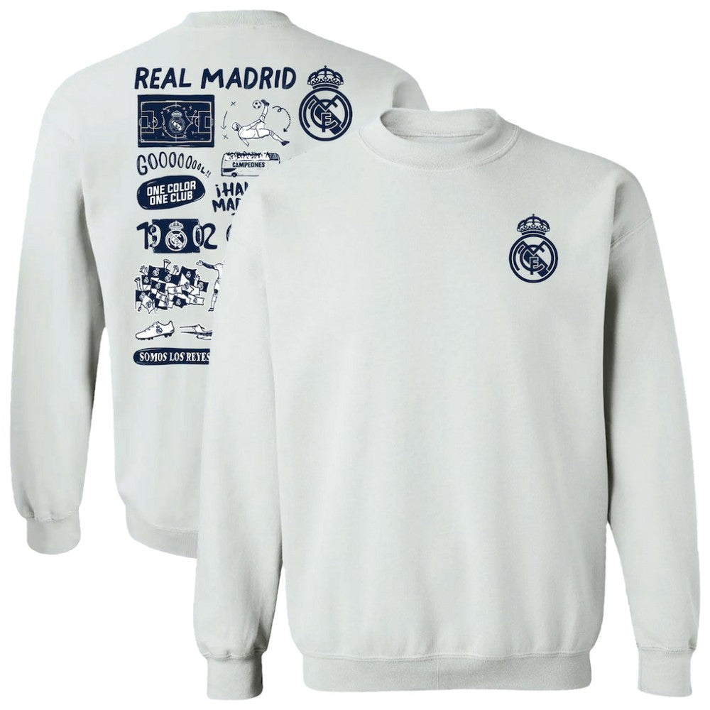 Real Madrid Vive La Fete Women's Impressions Artwork Pullover Sweatshirt - White on sale