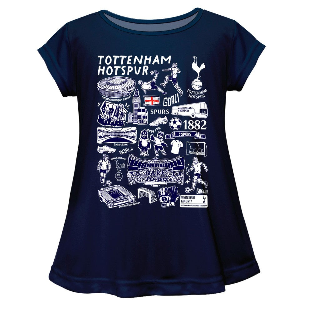 Tottenham Hotspur Vive La Fete Girls Youth Impressions Artwork A-Line Top - Navy online