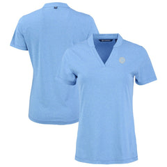 Chicago Cubs Cutter & Buck Forge Heathered Stretch Blade Top - Heather Powder Blue