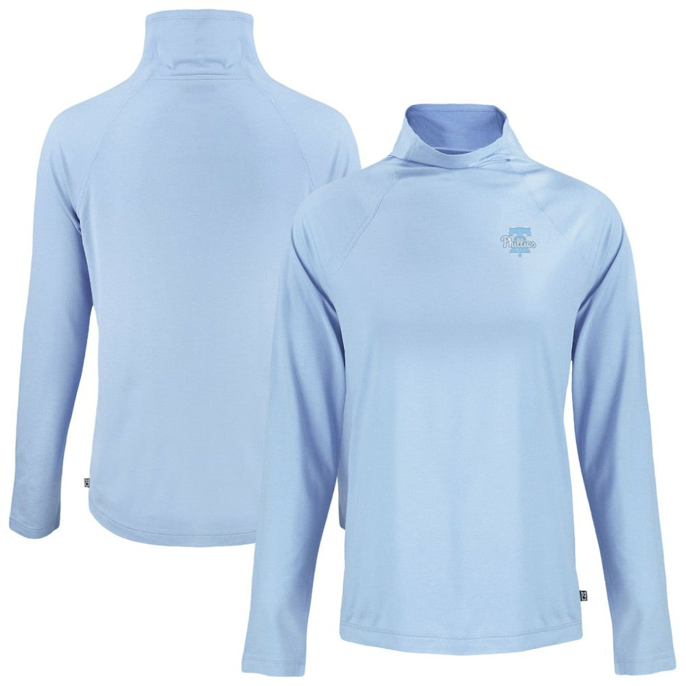 Philadelphia Phillies Cutter & Buck Women's Coastline Epic Comfort Eco Recycled Funnel Neck Pullover Top - Powder Blue