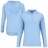 Detroit Tigers Cutter & Buck Women's Coastline Epic Comfort Eco Recycled Long Sleeve Hoodie T-Shirt - Powder Blue