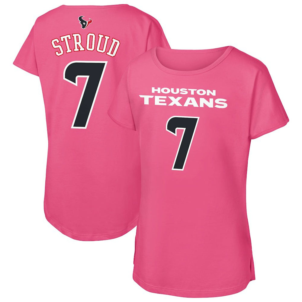 C.J. Stroud Houston Texans Outerstuff Girls Youth Player Name & Number T-Shirt - Pink sale
