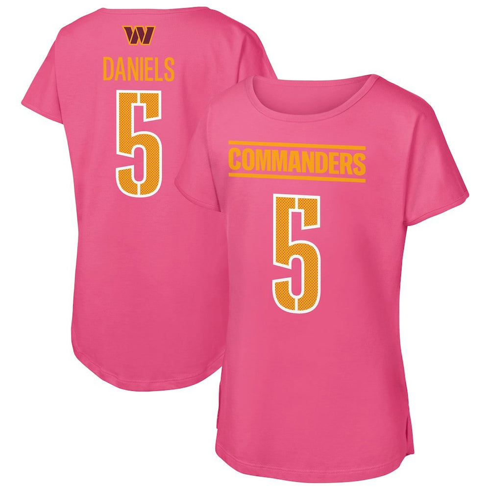 Jayden Daniels Washington Commanders Outerstuff Girls Youth Player Name & Number T-Shirt - Pink sale