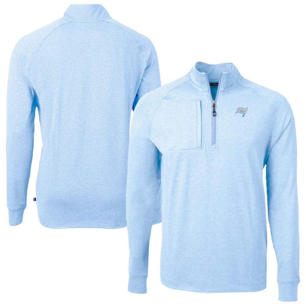 Tampa Bay Buccaneers Cutter & Buck Raglan Adapt Eco Knit Heather Quarter-Zip Top - Powder Blue discount