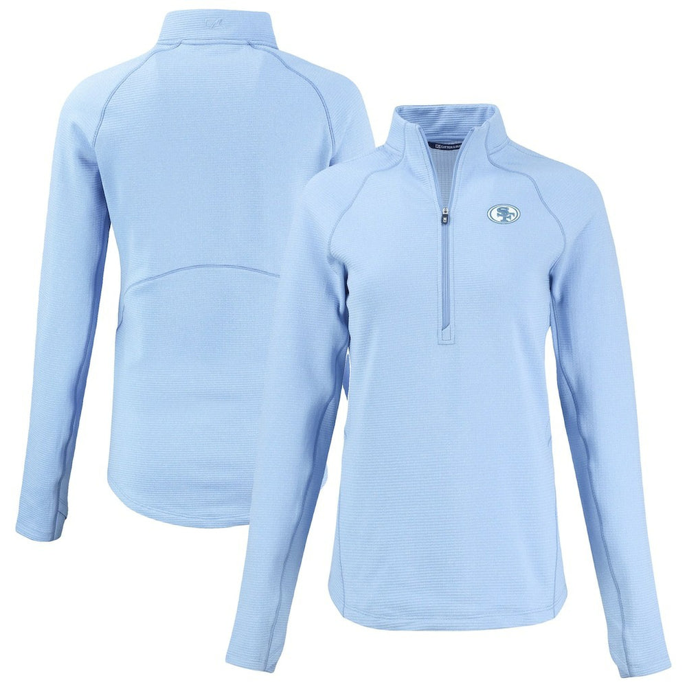 San Francisco 49ers Cutter & Buck Women's Peshastin Eco Fleece Recycled Half-Zip Top - Powder Blue outlet