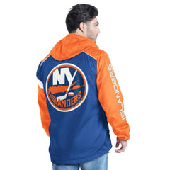 New York Islanders G-III Sports by Carl Banks Lateral Half-Zip Hoodie Jacket Royal/Orange
