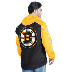 Boston Bruins G-III Sports by Carl Banks Lateral Half-Zip Hoodie Jacket Black/Gold