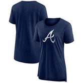 Atlanta Braves Women's Weathered Official Logo Tri-Blend T-Shirt - Navy