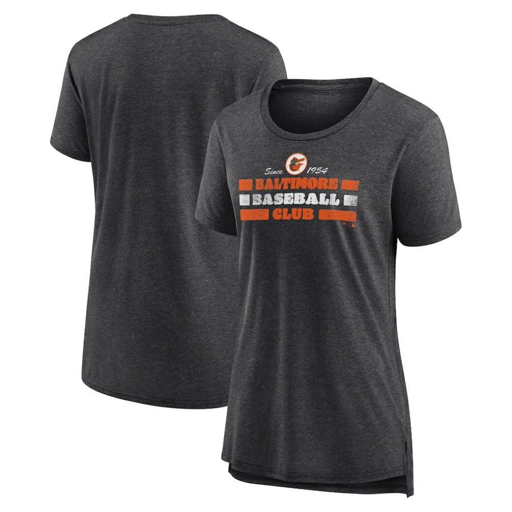 Baltimore Orioles Women's Power Swing Tri-Blend T-Shirt - Gray