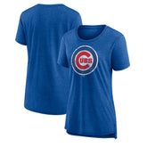 Chicago Cubs Women's Weathered Official Logo Tri-Blend T-Shirt - Royal