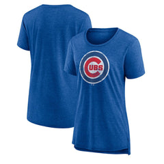 Chicago Cubs Women's Weathered Official Logo Tri-Blend T-Shirt - Royal