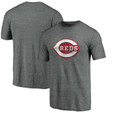 Cincinnati Reds Weathered Official Logo Tri-Blend T-Shirt - Heather Gray