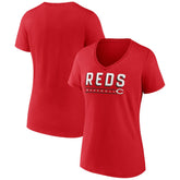 Cincinnati Reds Women's Primary Play V-Neck T-Shirt - Red