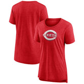 Cincinnati Reds Women's Weathered Official Logo Tri-Blend T-Shirt - Red