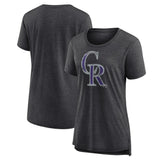 Colorado Rockies Women's Weathered Official Logo Tri-Blend T-Shirt - Gray