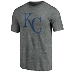 Kansas City Royals Weathered Official Logo Tri-Blend T-Shirt - Heather Gray