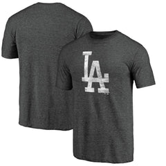 Los Angeles Dodgers Weathered Official Logo Tri-Blend T-Shirt - Charcoal