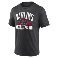 Miami Marlins Badge of Honor Tri-Blend T-Shirt - Charcoal