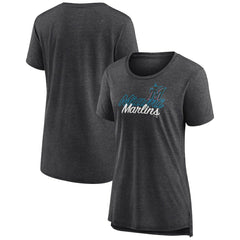 Miami Marlins Women's Practice Time Tri-Blend T-Shirt - Gray