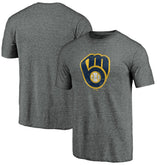 Milwaukee Brewers Weathered Official Logo Tri-Blend T-Shirt - Heather Gray